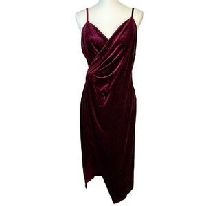 Womens Velvet Maxi Dress XL Stretchy‎ Sparkle Formal Cocktail Party Burgundy